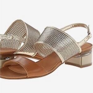 Sesto Meucci of Florence Amelia Platino Italian Leather Sandals, size 8
